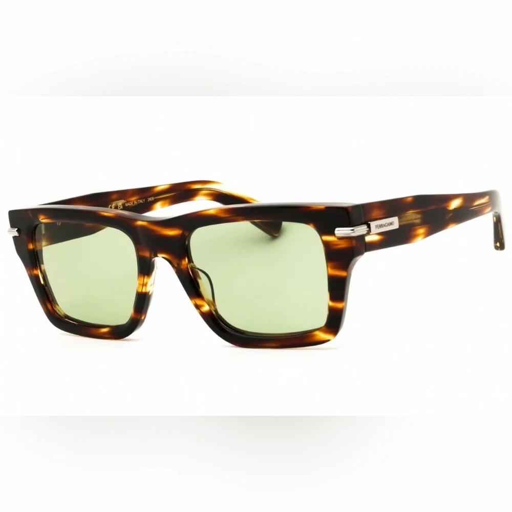 Salvatore Ferragamo STRIPED BROWN/GREEN lens Sunglasses (NWT)